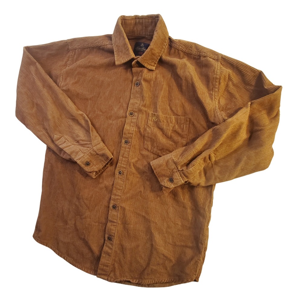 Brooks Brothers 1818 Hand Tailored Corduroy Shirt Mens XL Tan Camel Button Front